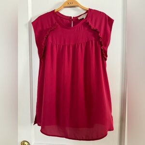 LOFT Cap Sleeve Ruffled Blouse